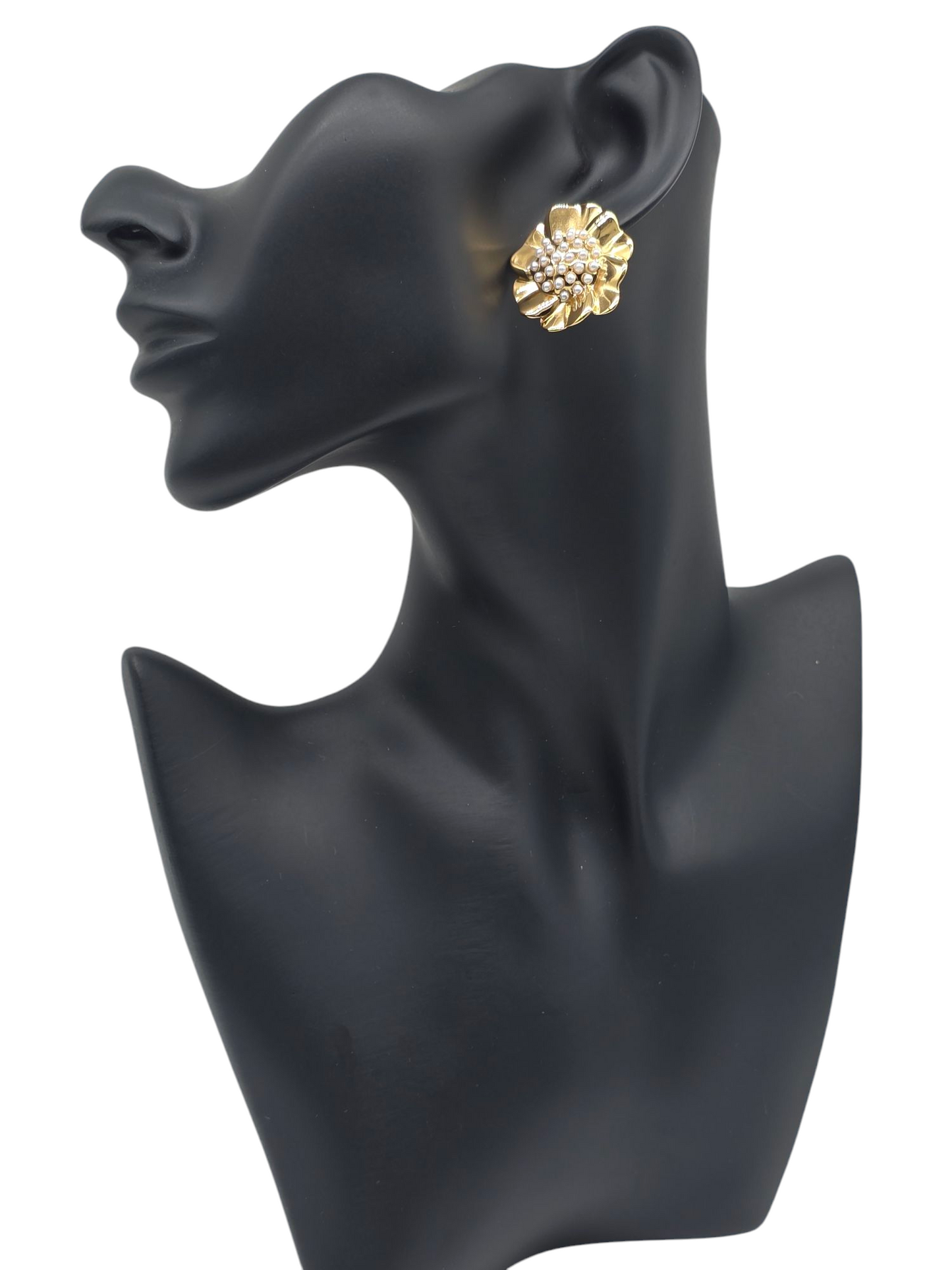Ohrringe Perlenblume Gold