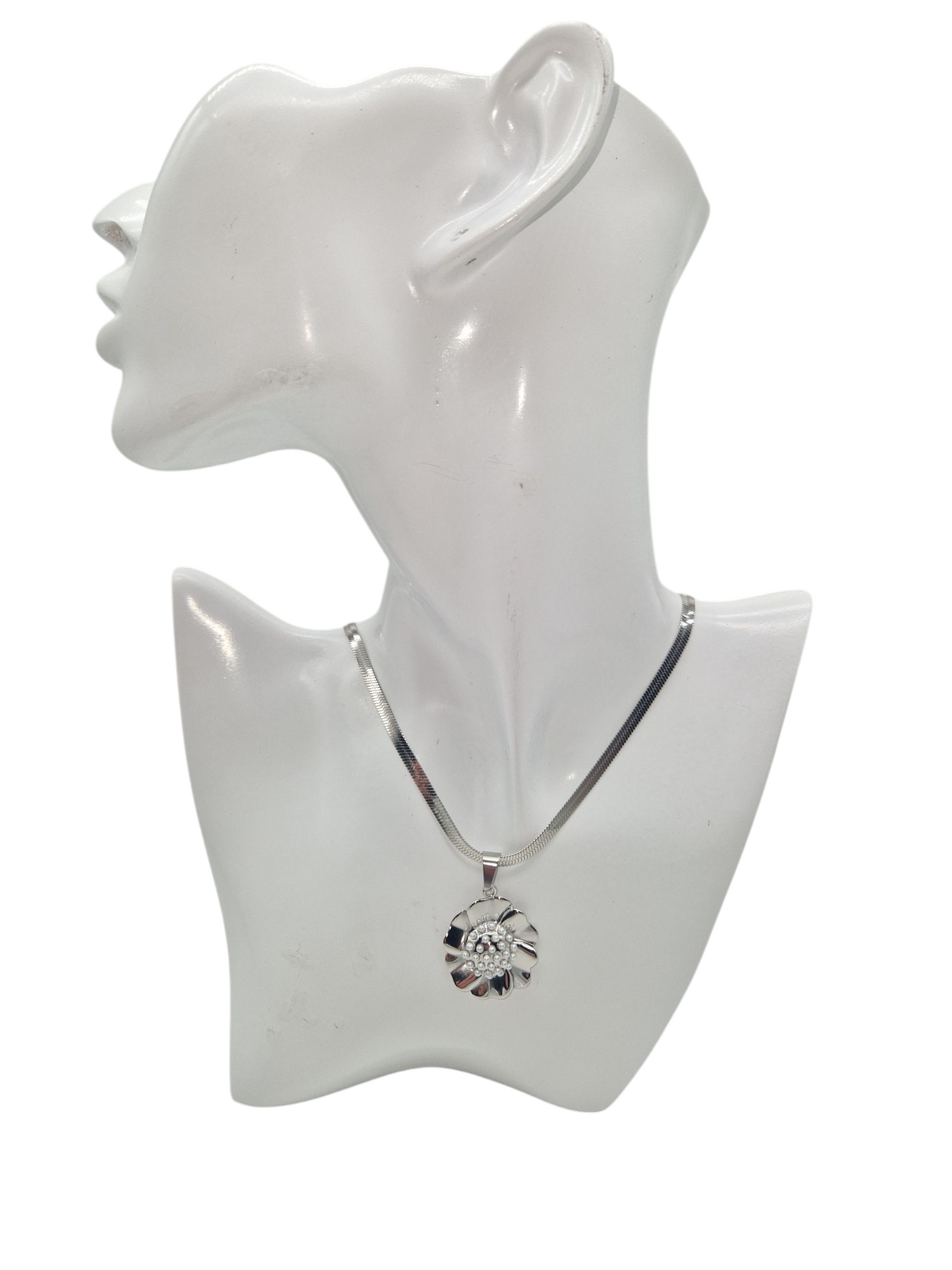 Kette Perlenblume Silver
