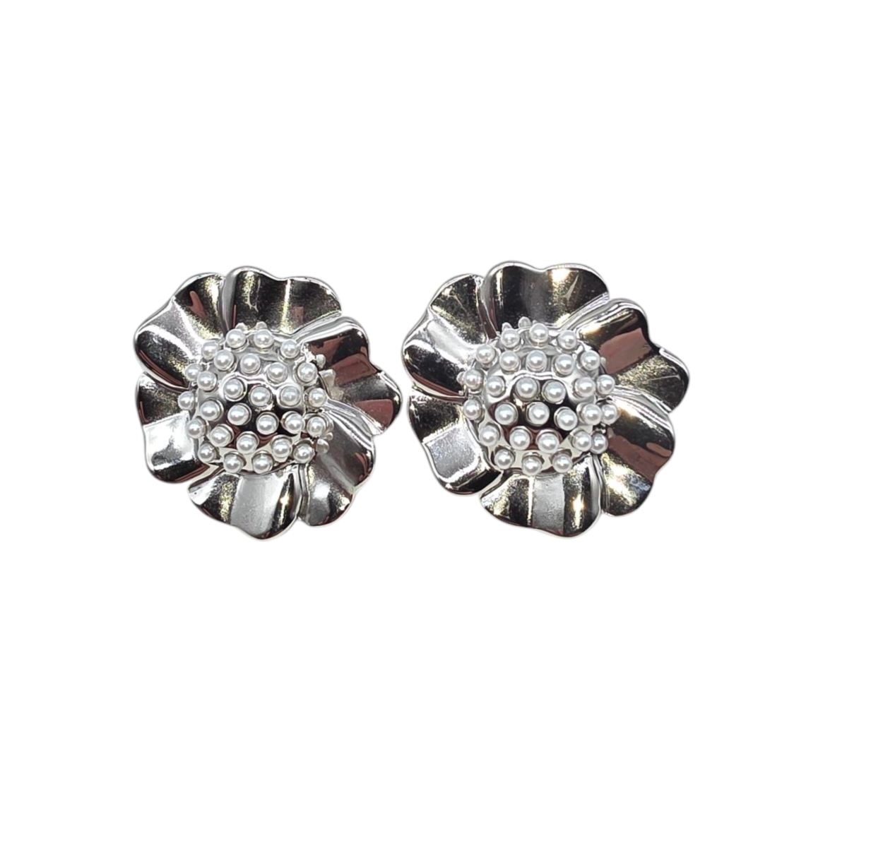 Ohrringe Perlenblume Silver